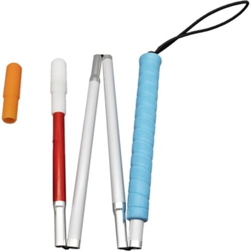 80cm / 90cm / 100cm Aluminium Folding Blind Cane , White Cane ,Blue Handle, with 2 Tips,4PEA-BLU