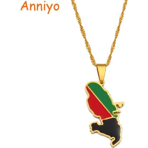 Anniyo Martinique Map Flag Pendant Necklaces Jewelry for Women Girls #213121