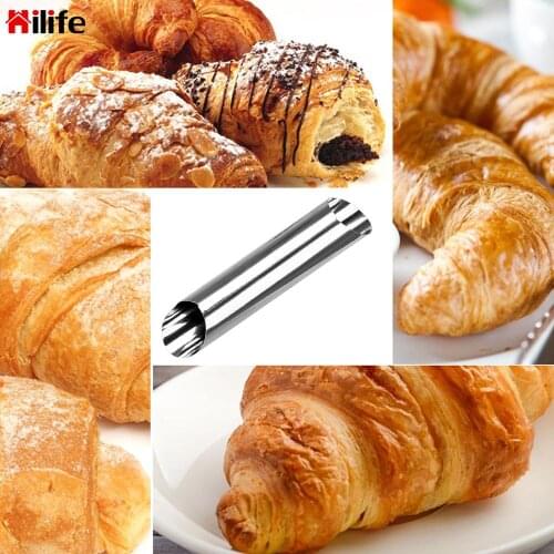 Non Stick Bakeware Stainless Steel Reusable Danish Bread Cylindrical Tube Mould Croissant Mold