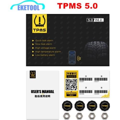 Wireless Bluetooth 4.0 4pcs TPMS Sensor Tire Pressure Monitor System For Mobile Phone APP Display Low Energy Alarm In/External