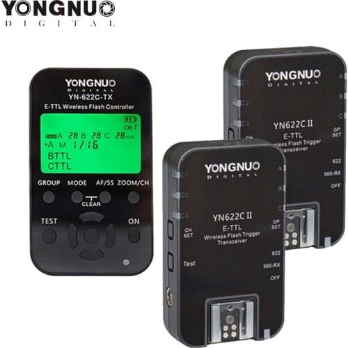 YONGNUO Wireless TTL Flash Trigger YN-622C-II YN622C-TX High-speed Sync Transceiver for Canon Camera 1000D 650D 600D 7D 5DIII