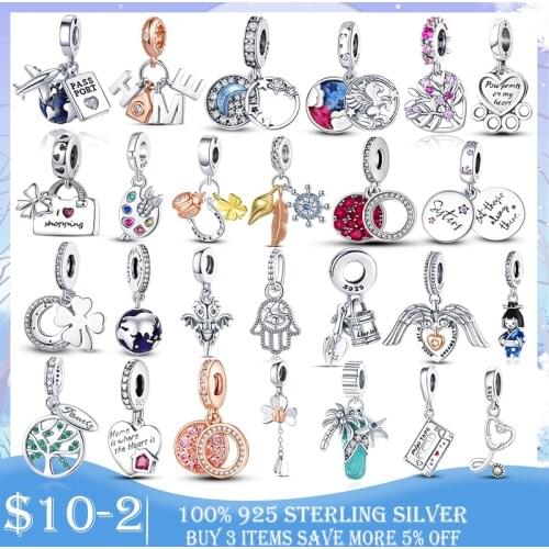 925 Sterling Silver World Stethoscope Dreamcatcher Club 2021 Heart Dangle Charm fit Original Beads Bracelet Silver DIY jewelry