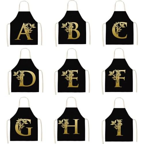 Golden Letters Personality Style Linen Family Men And Women Sleeveless Kitchen Apron Modern Minimalist Dress Garden Pinafore