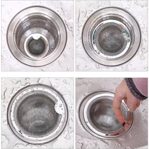5cm/7.5cm/10cm Kitchen Sink Strainer Stainless Steel Sink Filter Drain Hole Filter Mesh Anti-clogging Kitchen Bathroom Tool