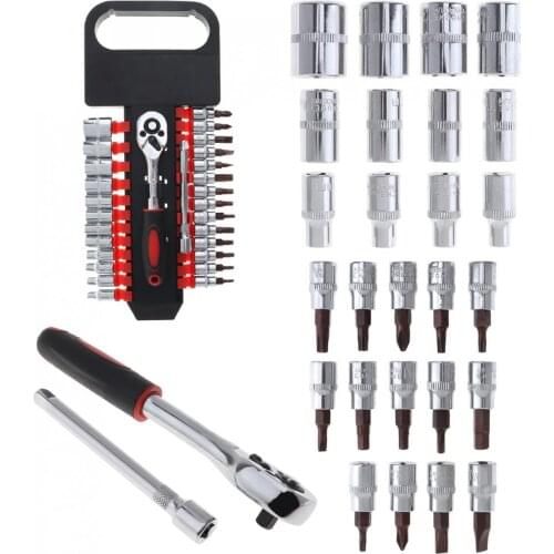 1set 1/4-Inch Socket Wrench 14 Batches Of Head 12 Short Sets Ratchet Wrench with Hardware Tools for Car Repairing