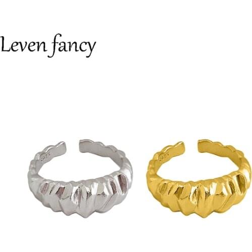 925 Sterling Silver Ring Irregular Rock Blocks Ring Adjustable 18k Gold Ring For Women Female Girl Elegant Fine Jewelry 925 Gift