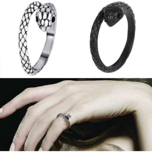 Snake Ring New Retro Punk Exaggerated Spirit Snake Ring Personality Three-dimensional Opening Adjustable Skll Ring Jewelry