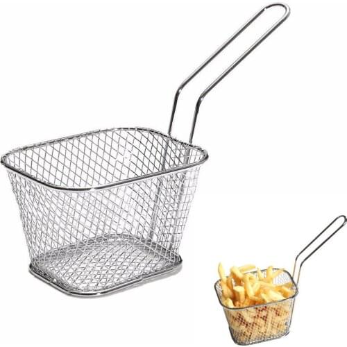 Basket Kitchen Portable Snack Cooking Stainless Steel French Fries Chip Chicken Deep Fry Basket Kitchen Gadgets Sliver