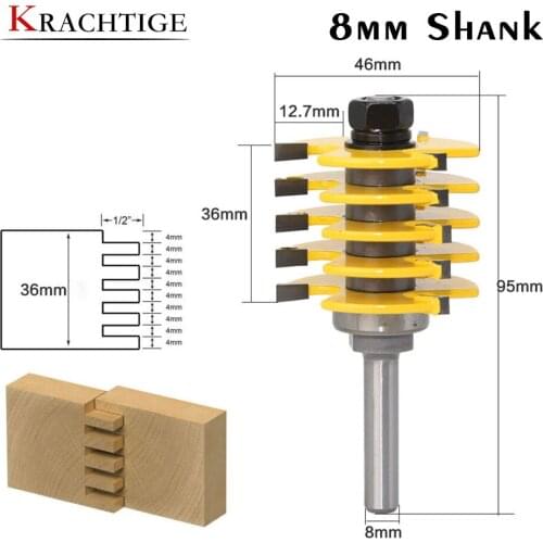 Krachtige Adjustable Box & Finger Joint Router Bit Woodwork Cutter Tools 1/2(8MM) Shank
