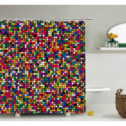 Colorful Geometry Shower Curtain 3d Bathroom Curtain With Hooks Decorative Partition Screen 180*240 Polyester Washable Cloth