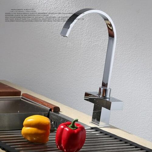 Newest Good quality double handle sink kitchen faucet mixer square Chrome brass kitchen faucet