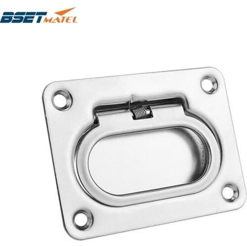 BEST MATEL Satinless steel 304 ANTI-RATTLE spring Flush Lift Ring Deck Pull Handle Locker Cabinet boat hardware