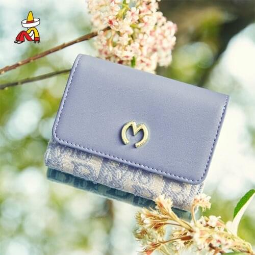 Mexican Womens Wallets Blue colorShort Wallet For Woman Zipper Mini Coin Purse Ladies Small Wallet Female Leather Card Holder