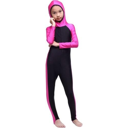 Muslim Arab Kids Girls Modest Swimwear Full Cover Swimsuit Islamic Beachwear 2-14Y Outdoor