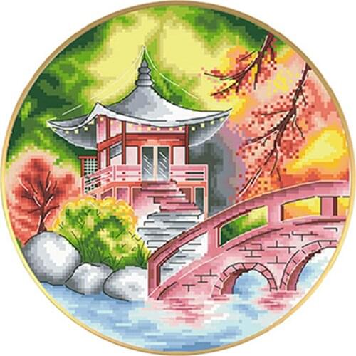 Spring and Autumn Scenery Cross Stitch Patterns Embroidery Kits Needlework Sets 11CT 14CT Diy Handmade Home Decoration Paintings