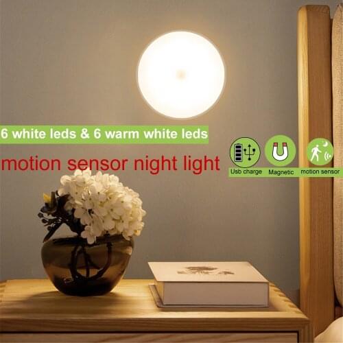 2-6pcs Night PIR Motion Sensor & Night Sensor Control garden indoor lighting usb charged led cabinet lamp night light warm whit