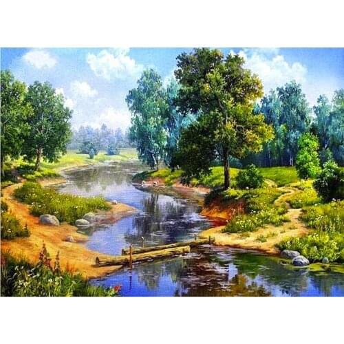 Full Square/Round 5D DIY Diamond Painting Landscape river Rhinestones Mosaic 3D Diamond Embroidery Sale home decoration FG1734