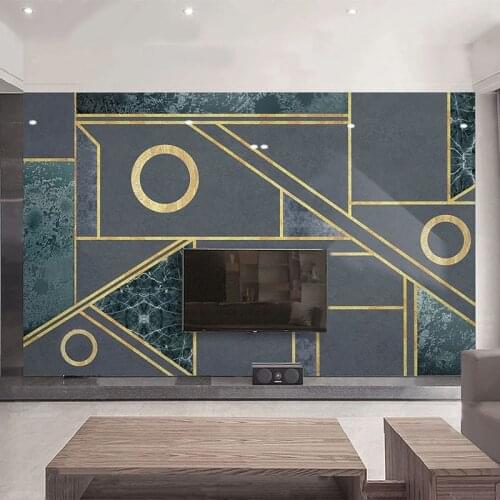 Custom Mural Wallpaper Nordic Minimalist Personality Abstract 3D Geometric Fresco Living Room Golden TV Background Wall Papers