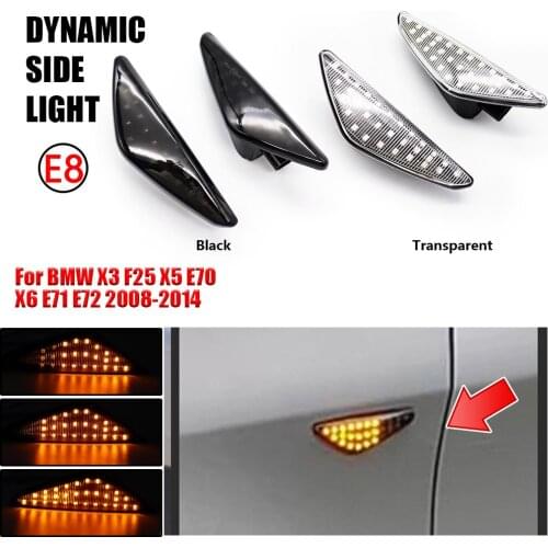Pair Sequential Dynamic LED Side Marker Indicator Light Turn Signal Lamp Blinker For BMW E70 X5 F25 X3 E71 X6 2008-2014