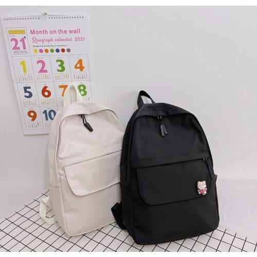 Casual Nylon Preppy Style Large Capacity Backpack For Teenager Girls Students School Bags Women Solid Color Shoulder Knapsacks