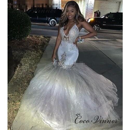W0682 Backless Luxury Mermaid Wedding Dress 2020 Africa New Bright Tulle Heavy Crystal Beading Wedding Dresses Plus Size