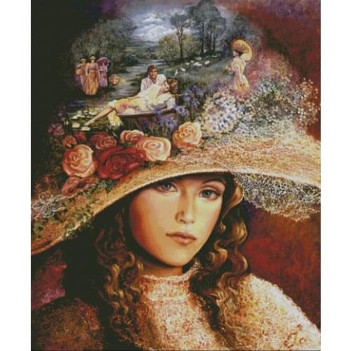 New Needlework,Elegant Woman with a hat 14CT Embroidery,DIY Cross stitch kits,Arts People Pattern Cross-Stitching Decor