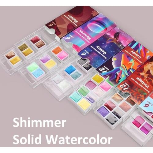 Seamiart Solid Watercolor Paint Set Metallic Glitter For Artists School Stationery Graffiti Tool Solid Pigment Art Supplies