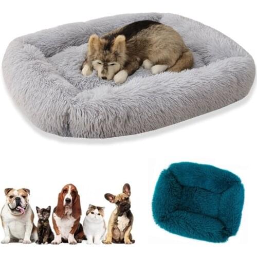 Removable Dog Bed Rectangle Soft Long Plush Dog Beds for Large Dogs Pet Products Fluffy Comfortable Cat Mat Pet Sofa Washable