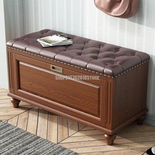 American And European Style Solid Wood Shoe Changing Stool Type Shoe Cabinet
