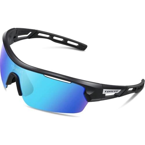 TOREGE 2019 New Polarized Outdoor Sports Sunglasses 4 Lenes for Men Women Running Driving Fishing Golf Baseball Glasses
