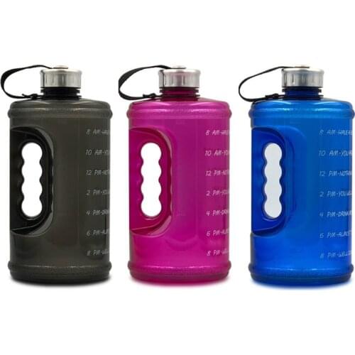 2.2L Large Capacity Sports Water Bottle with Handle and Time Marker Outdoor Reusable Leak Proof Drinking Cup for Running