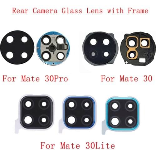 Rear Back Camera Lens Glass with Metal Frame Holder For Huawei Mate 30 Mate 30 Pro 30 Lite Replacement Repair Spare Parts