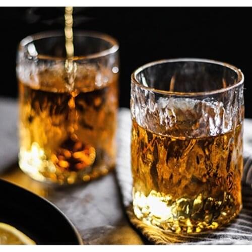 Glass Goblet 230ML Japanese Handmade Cone Pattern Transparent Wine Whiskey Cup Water Ware Family Kitchen Hotel Bar Supplies