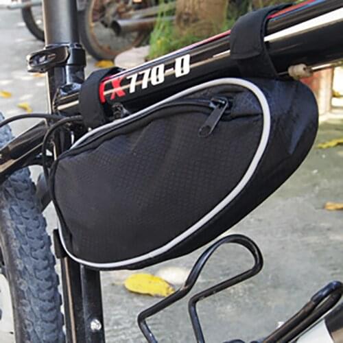 Night Riding Reflective Handlebar Bicycle Bag Polyester Bike Frame Storage Bag Water Resistant Under Seat Cycling Bag