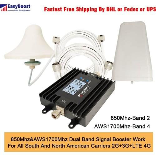 EasyBoost 850/AWS2100Mhz LTE 4G CellPhone Signal Booster 2G 3G 4G Repeater Full Kit Coverage Up To 800M2