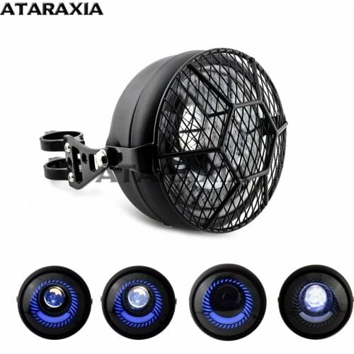 Bike 6.5 inch LED Headlight Motorcycle Projector Headlamp Driving Light Side Mount Front Lamp Brackets For Cafe Racer Bobber