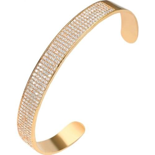 Zlxgirl jewelry luxury brand women size cuff bracelet and bangle metal full mirco paved zircon bangle wedding bracelet free bags