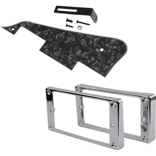 1 Set Black Pearl LP Guitar Pickguard with Black Bracket & 2 Pcs Pickup Mounting Ring