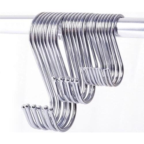 10Pcs Stainless Steel S-Shaped Hook Multifunction Heavy Hooks For Kitchen Bedroom Closet Railing Hanging Hook Storage Tools