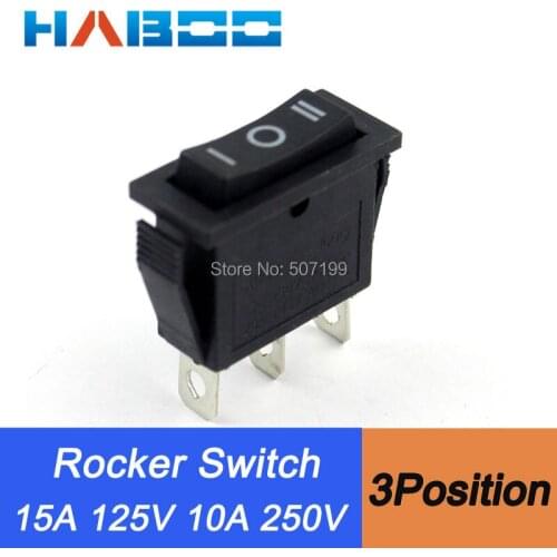 100pcs Packing KCD3-103 electric rocker switch on-off-on 3PINS 3Position mini rocker switch black color 15A 125V 10A 250V