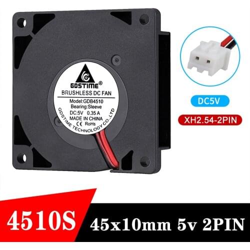2PCS Gdstime 45mm Micro Turbo Blower Fan 4.5cm 5V 45mmx10mm Cooling Accessories Radial Heatsink Brushless Turbo Blower fan