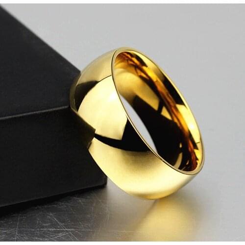New 25pcs top Men ring gold women unisex 8mm Wide stainless steel Band wedding Exquisite Luxurious Jewelry wholesale lots bulk