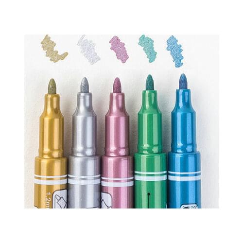 5PCS/LOT Metallic Marker Pen Glitter Graffiti Marker Signature Pen DIY Card Marker Paper
