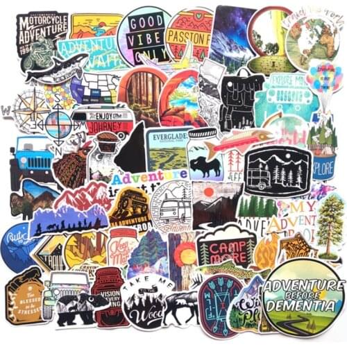 65Pcs Outdoor Advanture Stickers Luggage Skateboard Suitcase Laptop Guitar Waterproof Graffiti Sticker Kids Toy Gift