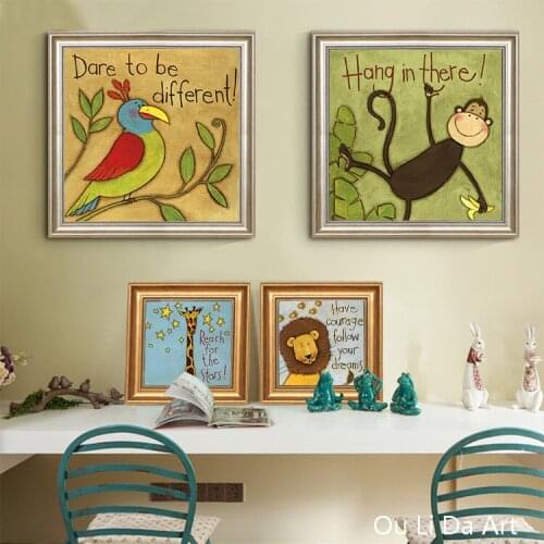 No frame cartoon cute animal canvas printings oil painting printed on canvas modern kid room wall art decoration pictures