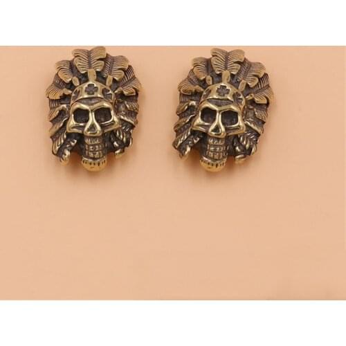 Solid brass indian chief head design DIY leather craft wallet bag decoration rivet and screws Caibu button 3pcs/lot