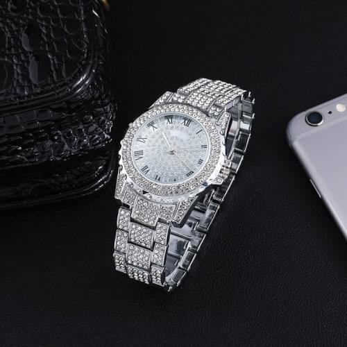 Top Brand Luxury Men Lady Iced Out Watches Date Quartz Wrist Watches With Micropave CZ Alloy Watch For Women Men Jewelry