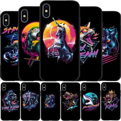 Cool cute animals Black Silicone Phone Case For IPhone 12 Mini 11 Pro Max XR XS XSMax X 5 5S SE 2020 6 7 8 Plus TPU Cover