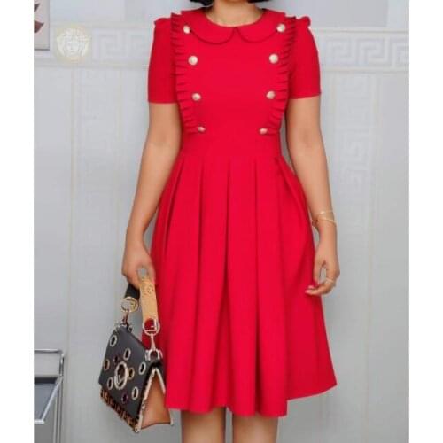 European and American Fashion Lotus Leaf Collar Pleated OL Wind Short-sleeved Dress Pleated dress