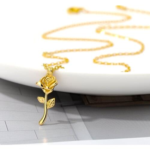 Dainty Rose Necklace For Lover Stainless Steel Gold Chain Flower Pendant Necklace Bridesmaid Gifts Collier Femme